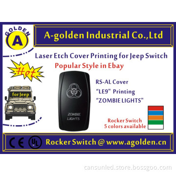 HOT cover! Carling Style 12V/ 24V LED Rocker Switch T85 15A Waterproof Cover "L" type ZOMBIE LIGHTS writing
